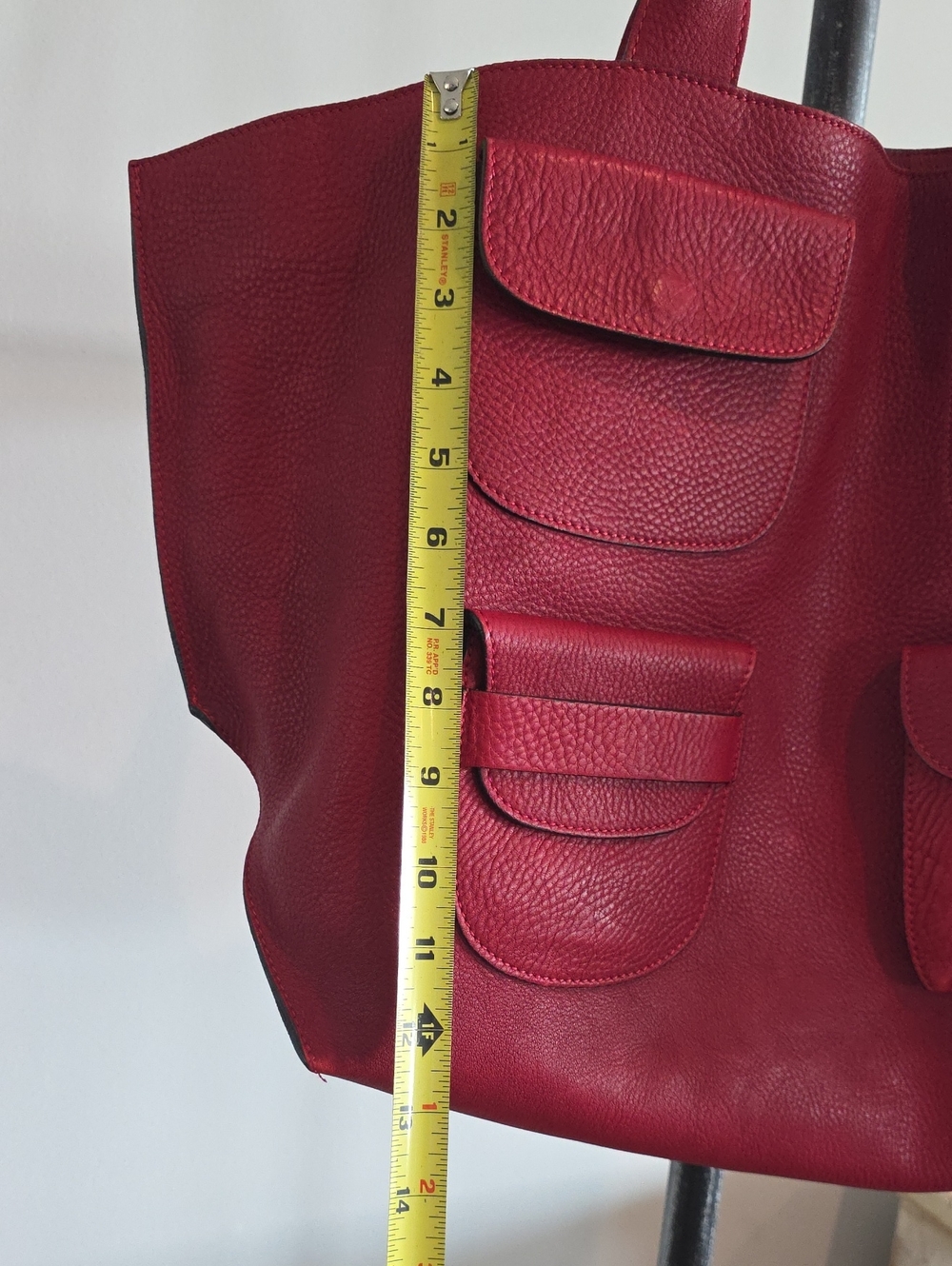 Marni Red Leather Tote Bag with Front Pockets - Picture 14 of 15